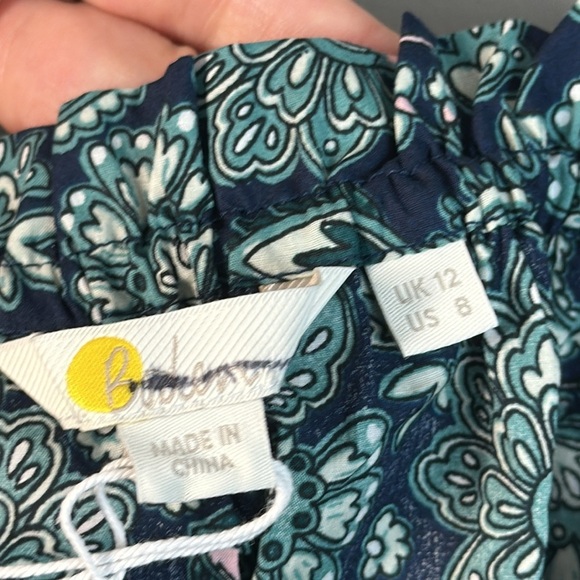 NWOT Boden Ruched Waist Peplum Long Sleeve Cotton Deep Sea Paisley Size 8 - Picture 10 of 12